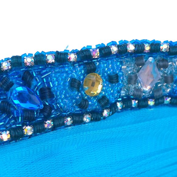 ADDA Turquoise Blue Strapless Fluffy Tulle Skirt Party Dress, L - Picture 7 of 11